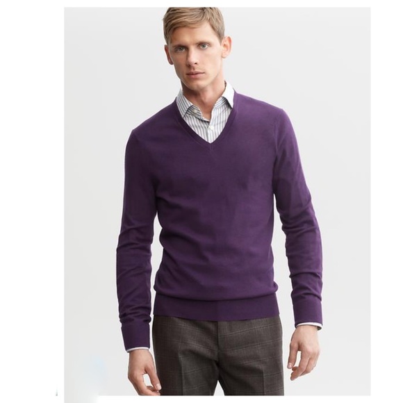 Banana Republic Other - Banana Republic silk Cotton Cashmere Deep Purple V Neck Sweater